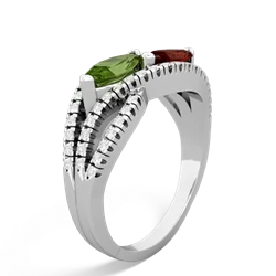 Peridot Diamond Rivers 14K White Gold ring R3070