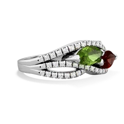 Peridot Diamond Rivers 14K White Gold ring R3070