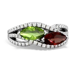 Peridot Diamond Rivers 14K White Gold ring R3070