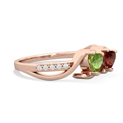 Peridot Side By Side 14K Rose Gold ring R3090