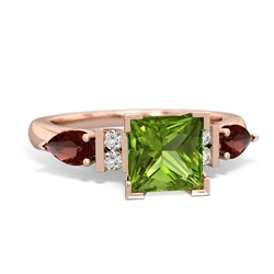 Peridot 6Mm Princess Eternal Embrace Engagement 14K Rose Gold ring C2002