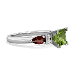 Peridot 6Mm Princess Eternal Embrace Engagement 14K White Gold ring C2002