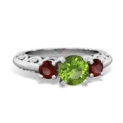 Peridot Art Deco Eternal Embrace Engagement 14K White Gold ring C2003