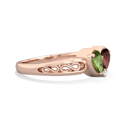 Peridot Filligree 'One Heart' 14K Rose Gold ring R5070