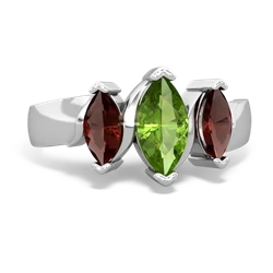 Peridot Three Peeks 14K White Gold ring R2433