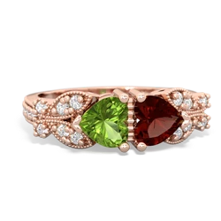 Peridot Diamond Butterflies 14K Rose Gold ring R5601