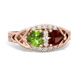 Peridot Sparkling Celtic Knot 14K Rose Gold ring R2645