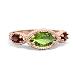 Peridot Milgrain Marquise 14K Rose Gold ring R5700