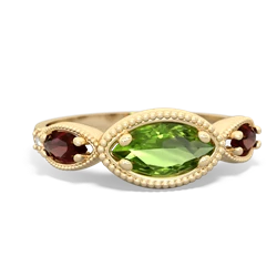 Peridot Milgrain Marquise 14K Yellow Gold ring R5700