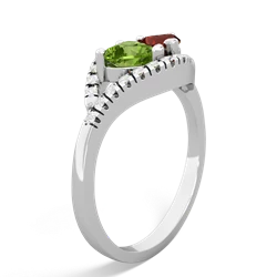 Peridot Mother And Child 14K White Gold ring R3010