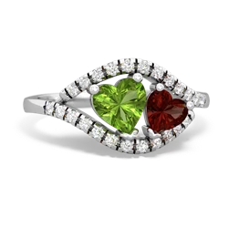 Peridot Mother And Child 14K White Gold ring R3010