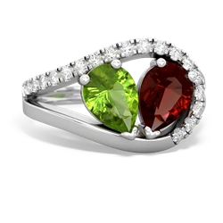 Peridot Nestled Heart Keepsake 14K White Gold ring R5650