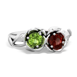 Peridot Rose Garden 14K White Gold ring R5510