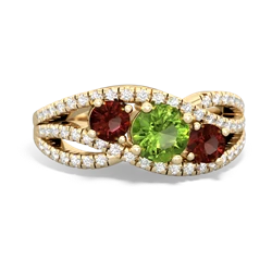 Peridot Three Stone Aurora 14K Yellow Gold ring R3080