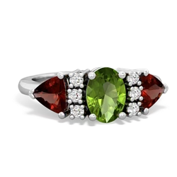 Peridot Antique Style Three Stone 14K White Gold ring R2186