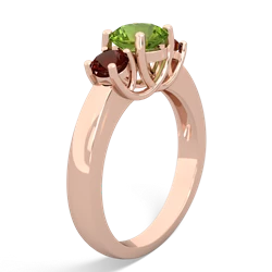 Peridot Three Stone Round Trellis 14K Rose Gold ring R4018