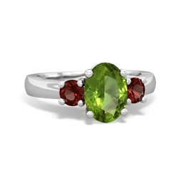 Peridot Three Stone Oval Trellis 14K White Gold ring R4024