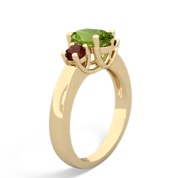 Peridot Three Stone Oval Trellis 14K Yellow Gold ring R4024