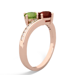 Peridot Channel Set Two Stone 14K Rose Gold ring R5303