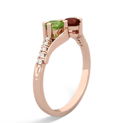 Peridot Infinity Pave Two Stone 14K Rose Gold ring R5285