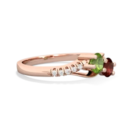 Peridot Infinity Pave Two Stone 14K Rose Gold ring R5285