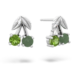 Peridot Sweet Cherries 14K White Gold earrings E7001