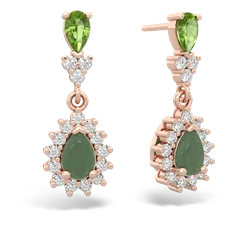 Peridot Halo Pear Dangle 14K Rose Gold earrings E1882