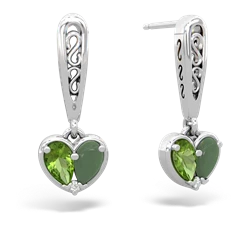 Peridot Filligree Heart 14K White Gold earrings E5070