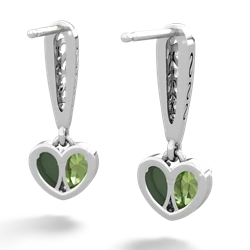 Peridot Filligree Heart 14K White Gold earrings E5070