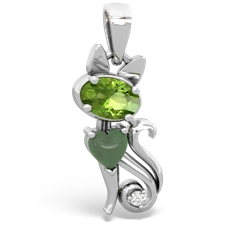 Peridot Kitten 14K White Gold pendant P5780