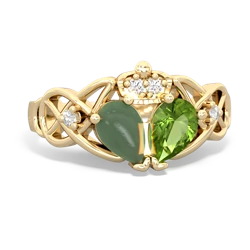 Peridot 'One Heart' Celtic Knot Claddagh 14K Yellow Gold ring R5322