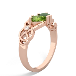 Peridot 'One Heart' Celtic Knot Claddagh 14K Rose Gold ring R5322