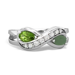 Peridot Diamond Infinity 14K White Gold ring R5390