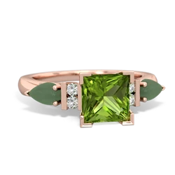 Peridot 6Mm Princess Eternal Embrace Engagement 14K Rose Gold ring C2002