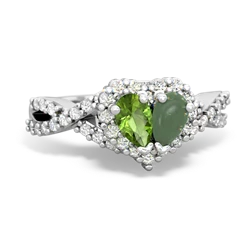 Peridot Diamond Twist 'One Heart' 14K White Gold ring R2640HRT