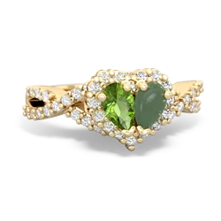 Peridot Diamond Twist 'One Heart' 14K Yellow Gold ring R2640HRT