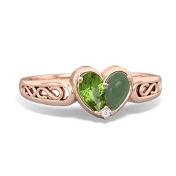 Peridot Filligree 'One Heart' 14K Rose Gold ring R5070