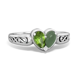 Peridot Filligree 'One Heart' 14K White Gold ring R5070