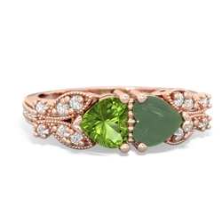 Peridot Diamond Butterflies 14K Rose Gold ring R5601