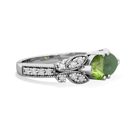 Peridot Diamond Butterflies 14K White Gold ring R5601