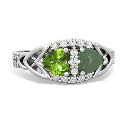 Peridot Sparkling Celtic Knot 14K White Gold ring R2645