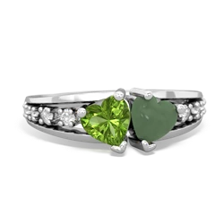 Peridot Heart To Heart 14K White Gold ring R3342