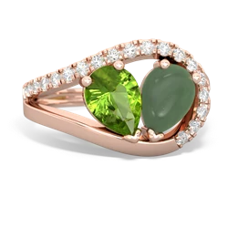 Peridot Nestled Heart Keepsake 14K Rose Gold ring R5650