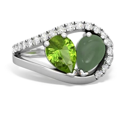 Peridot Nestled Heart Keepsake 14K White Gold ring R5650