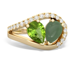 Peridot Nestled Heart Keepsake 14K Yellow Gold ring R5650