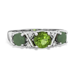 Peridot Hugs And Kisses 14K White Gold ring R5016