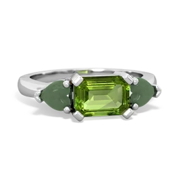 Peridot Three Stone 14K White Gold ring R5235