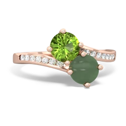 Peridot Channel Set Two Stone 14K Rose Gold ring R5303