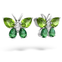 Peridot Butterfly 14K White Gold earrings E2215