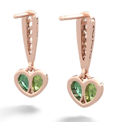 Peridot Filligree Heart 14K Rose Gold earrings E5070